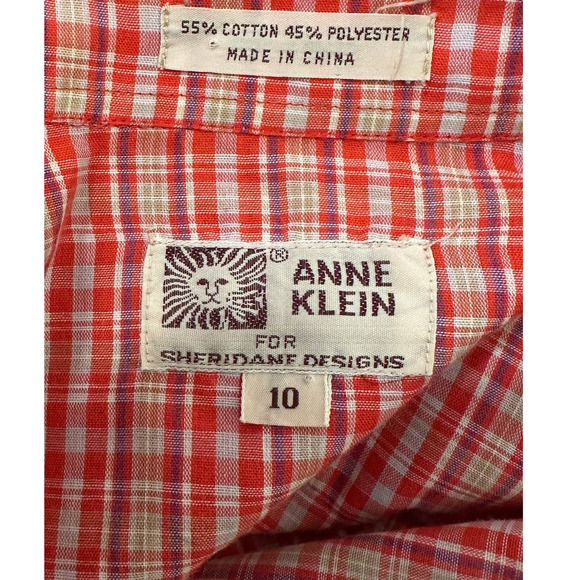 Ann Klein vintage red plaid long sleeves button shirt size 10 - Picture 4 of 12